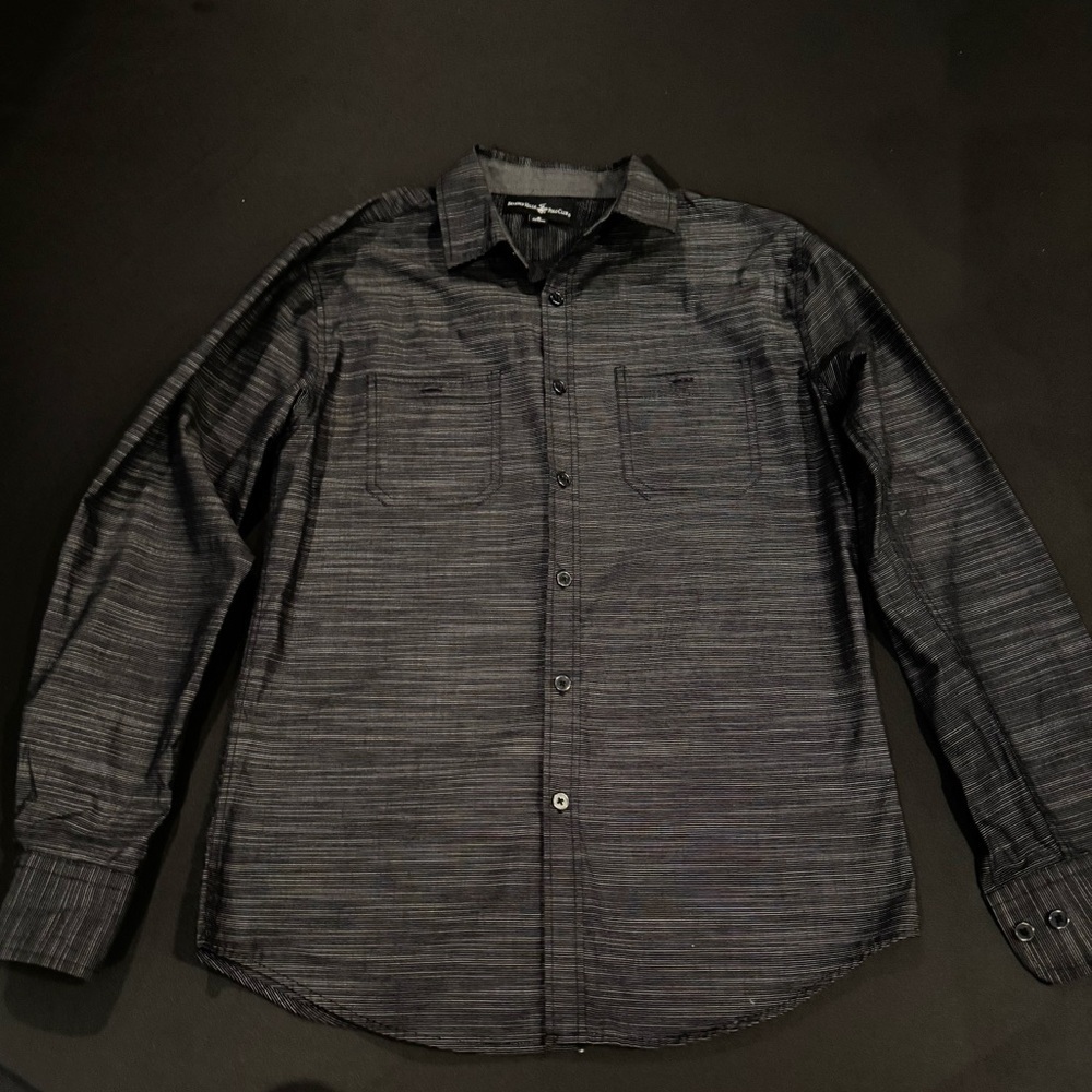 Beverly Hills Polo Club Dark Gray Striped Shirt